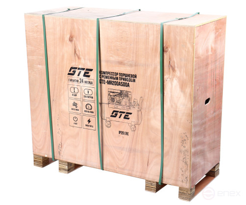 Pneumatic compressor 380V 4.0kW 8atm. 500l/min. receiver-200L portion. remen. single-stage GTE