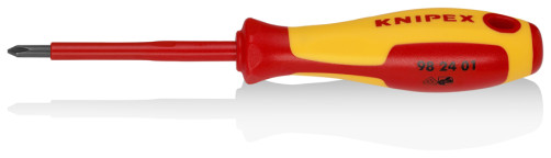 Отвертка крестовая PH1 VDE, длина лезвия 80 мм, L-187 мм, диэлектрическая, 2-компонентная рукоятка