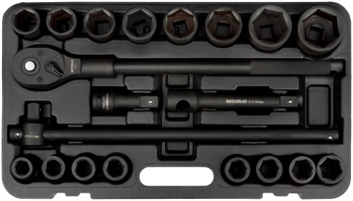 Набор головок ударных 3/4" 19-50 мм (20пр.; 6PT; Cr-Mo; кейс) АвтоDело (39830)