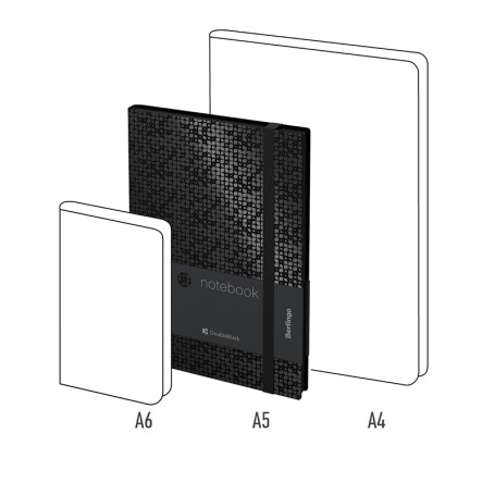 Notebook A5 80 l., leatherette, Berlingo "DoubleBlack", black cut, black, with a pattern