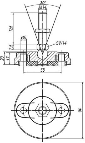 Виброизолятор (буфер резинометаллический) M10x28 до 92 кг KIPP K0568.05005055