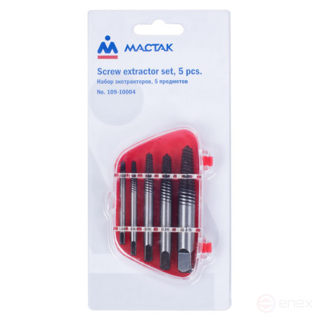 Набор экстракторов, 4, 5, 6, 8, 10 мм, 5 предметов МАСТАК 109-10004
