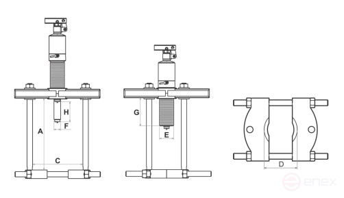 Hydraulic bearing puller, 12 t, 20-200 mm, segment type, with combined pump MASTAK 104-19712