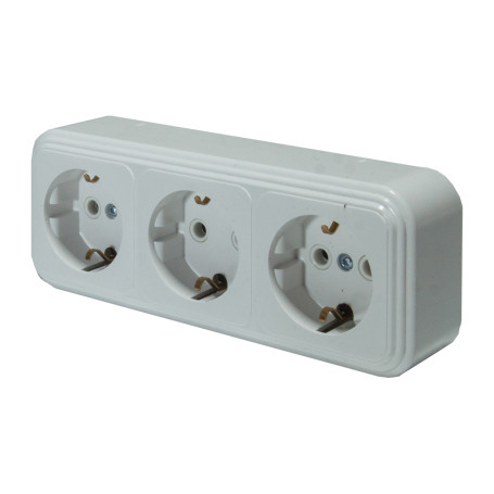 Socket RA 16-365-White, 3-seater, open installation with a/C