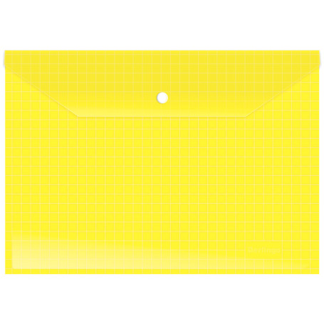 Папка-конверт на кнопке Berlingo, А4, 140 мкм, прозрачная, клетчатая запечатка, ассорти