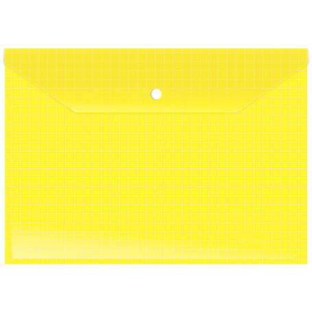 Berlingo button envelope folder, A4, 140 microns, transparent, checkered seal, assorted