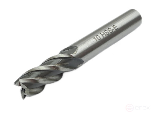 End mill with cylindrical shank f 10x22x72 mm z=4 P6M5K5 TORNERI T020860