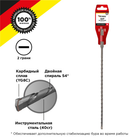 Бур по бетону 6x310x250 мм SDS PLUS Kranz