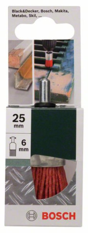 Кистевая щётка для дрелей – нейлоновая проволока, корунд, зернистость K80, 25 мм Диам. = 25 мм