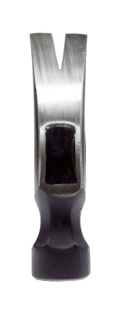 A 450 gram claw hammer with a fiberglass handle