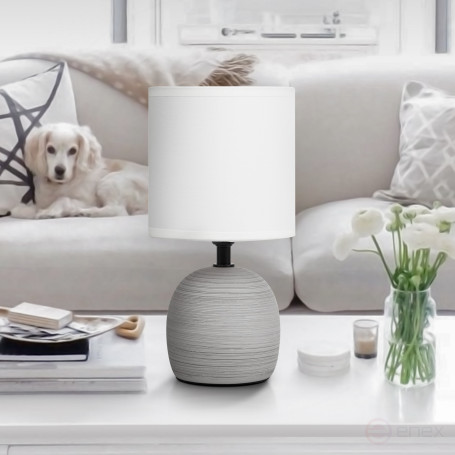 Rivoli Sheron 7044-501 Table Lamp 1 * E14 40W ceramic grey with lampshade