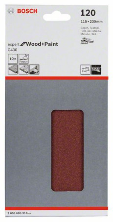 Sanding sheet C430, in a package of 10 pcs. 115 x 230 mm, 120