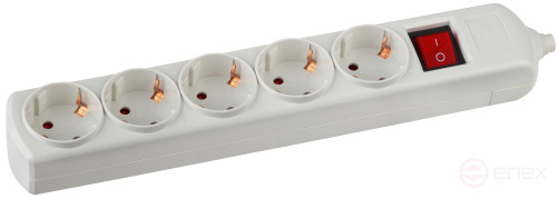 ERA K-5es 5 Sockets with ground connection with switch white