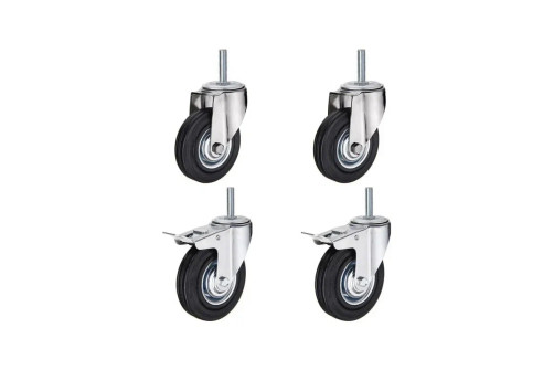 Комплект болтовых колёс d125мм: 2 поворотных, 2 поворотных с тормозом.