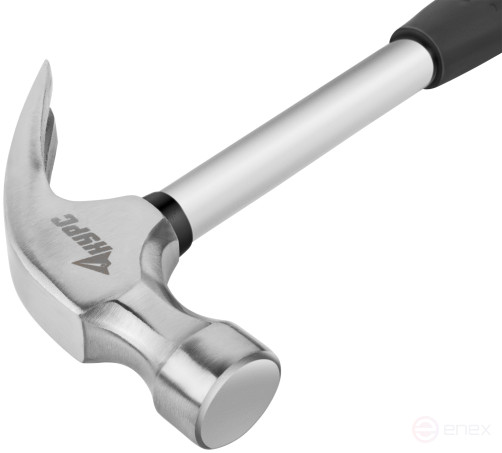 Молоток-гвоздодер, металлическая ручка, резиновая рукоятка 29 мм, 450 гр.