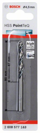Спиральное сверло из быстрорежущей стали HSS PointTeQ 4,5 мм, 2608577163