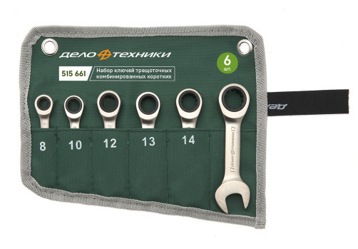 Набор ключей комбинированных трещоточных коротких 6 шт. (8,10,12,13,14,17 мм) планшет тетрон