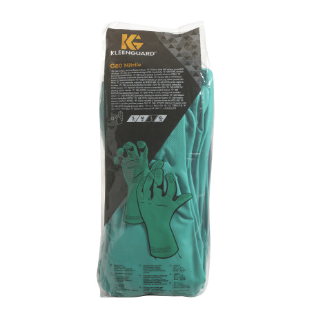 KleenGuard® G80 Chemical Protection Gloves - 33cm, customized design for left and right hands / Green /XL (5 packs x 12 pairs)