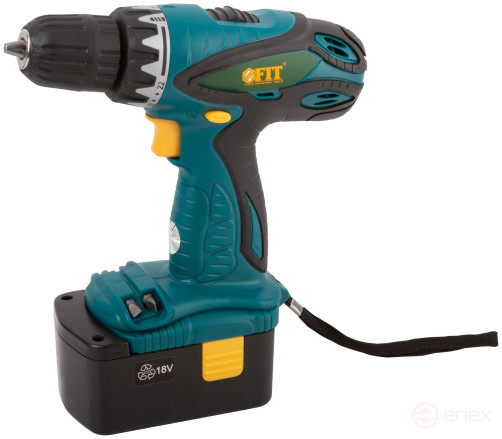 Drill-Screwdriver acc. 18.0 V; 0-550 rpm; 16.0 Nm; 2 (Ni-Cd) 1.3 Ah; 3-5 h.; res. tilt; case