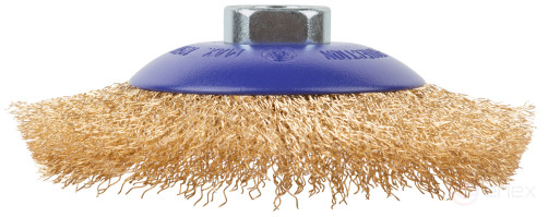 Щетка для УШМ, М14, тип "Тарелка", латун. витая проволока 0,3 мм, 125 мм, блистер, CUTOP Profi