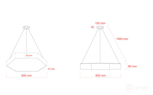 Светильник LED ЭРА Geometria SPO-121-W-40K-038 Hexagon 38Вт 4000K 4000Лм IP40 600*80 белый подвесной драйвер внутри