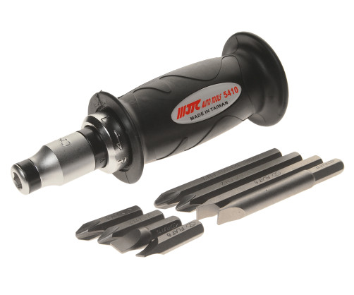 Impact screwdriver with a rubber handle and a set of bits (9pr)JTC