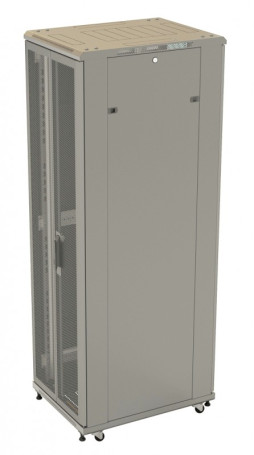 TTB-4268-DD-RAL7035 Floor cabinet 19-inch, 42U, 2055x600x800 mm (HxWxD), front and rear hinged perforated doors (75%), handle with lock, new type roof, color gray (RAL 7035) (disassembled)