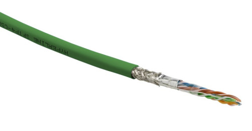 SFUTP4-C5E-S24-IN-LSZH-GN-305 (305 m) SF/UTP twisted pair cable, category 5e, 4 pairs (24 AWG), single-core (solid), foil + copper braid screen, LSZH, -20°C – +75°C, green - warranty:15 years component, 25 years system