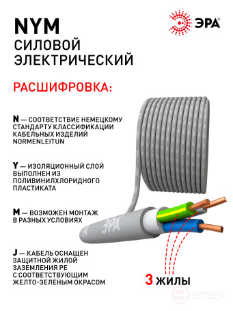 N3-1.5-50 ERA NYM-J 3x1.5 50m Cable