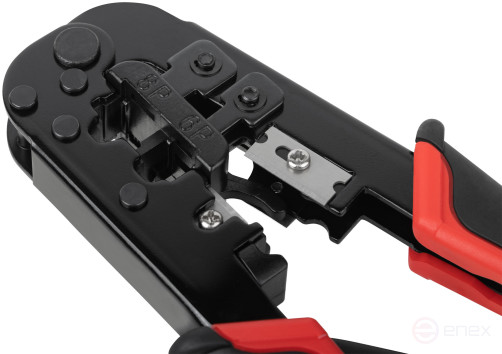 Crimper for crimping RJ11, RJ12, RJ45 connectors, rubberized handles 190 mm