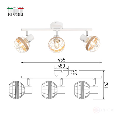 Светильник настенно-потолочный спот Rivoli Anselma 7034-703 3 x E14 40 Вт поворотный