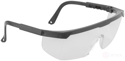 Safety glasses with adjustable arms, transparent