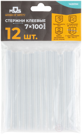 Стержни клеевые 7x100 мм, 12 шт., прозрачность 50%