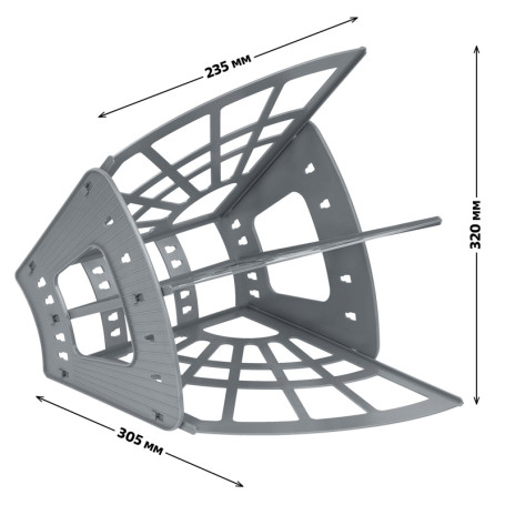 Лоток для бумаг веерный СТАММ "Эконом", 3-х секционный, серый