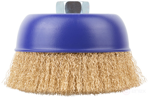 Щетка для УШМ, М14, тип "Чашка", латун. витая проволока 0,3 мм, 125 мм, блистер, CUTOP Profi