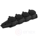 ERA KX-4e-B-IP44 rubber pad with earthing 4 sockets 16A IP44 black