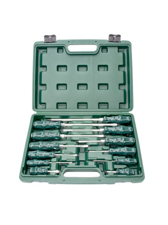 A set of 12-piece impact screwdrivers in a GOODKING O-10012 case