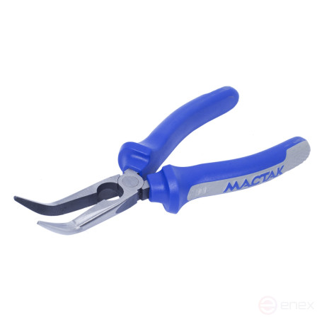 Pliers, thin-nosed 200 mm, curved, holder MASTAK 030-11200H