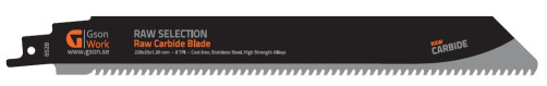 Blade for Tigerblade RAW reciprocating saw with carbide teeth 228 x 25 x 1.3 mm, 10 TPI