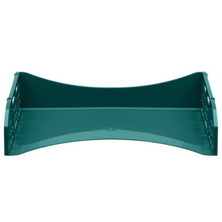 Лоток для бумаг горизонтальный СТАММ "Field", широкая загрузка, темно-зеленый