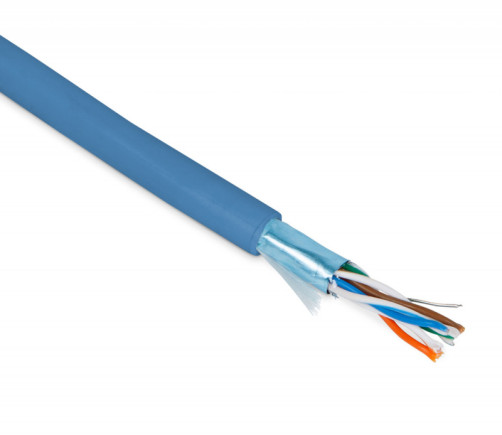 FUTP4-C5E-P26-IN-PVC-BL-305 (305 m) Twisted pair cable, shielded F/UTP, category 5e, 4 pairs (26 AWG), stranded (patch), foil shield, PVC, -20°C – +75°C, blue