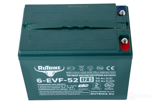 Тяговый аккумулятор RuTrike 6-EVF-52 (12V52A/H C3)