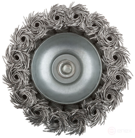 Bowl type, with pin, 75 mm twisted steel wire