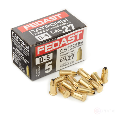 Монтажный патрон калибра Д-5 (6,8х18 мм, 100 шт/уп, черный) FEDAST