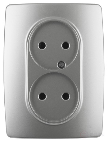 Розетка ЭРА Серия 12 12-2107-03 двойная без заземления 2X2P 16A-250В IP20 алюминий