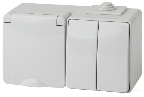 Socket with switch ERA Expert 11-7602-03 IP65 16A-10AX-250V AC Grey