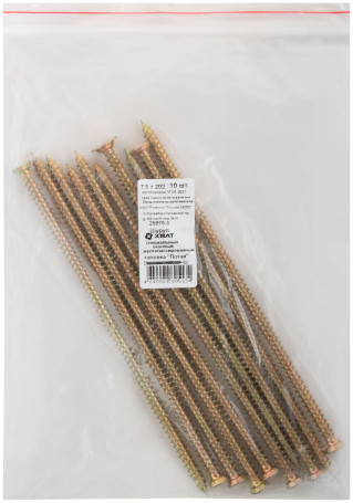 Special/window screw, yellow-massaged, Torx head, 7.5x202 (packing of 10 pcs)