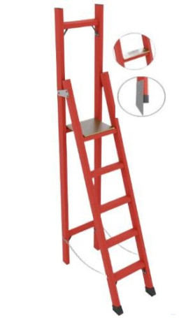 ССВ-2,4ШМ стремянка стеклопластиковая с вертикальной опорой, широкие ступени, металлические оконцеватели (Мягкий грунт), h=2570мм, h рабочей площадки=1600мм, ступ.5