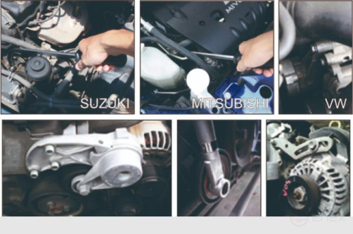 Набор инструментов для натяжения и замены поликлинового ремня универсальный JTC