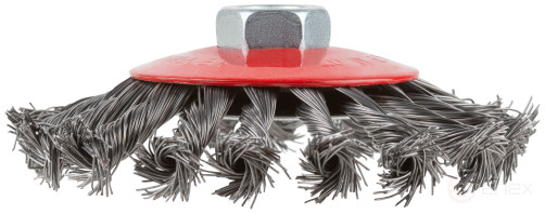 Корщетка-колесо с наклоном, гайка М14, стальная витая проволока 115 мм